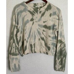 Z SUPPLY Sweater Womens Small Top Sweatshirt Crop Blue Green White Boho Tie Dye